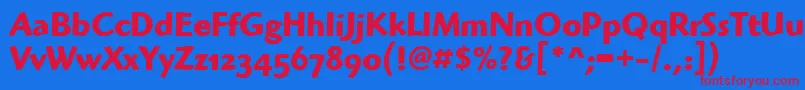 HighlanderOsItcTtBold Font – Red Fonts on Blue Background