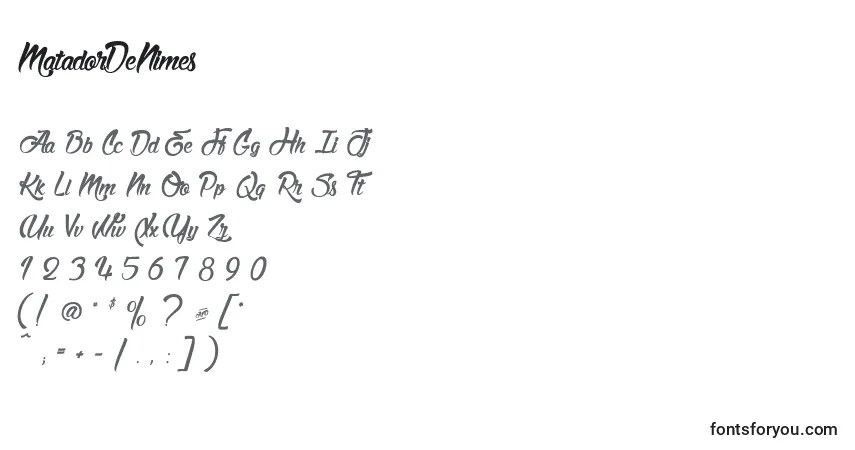 Czcionka MatadorDeNimes – alfabet, cyfry, specjalne znaki