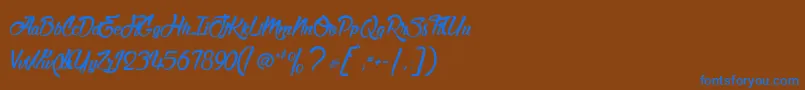 フォントMatadorDeNimes – 茶色の背景に青い文字