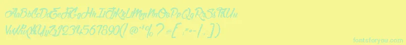 フォントMatadorDeNimes – 黄色い背景に緑の文字