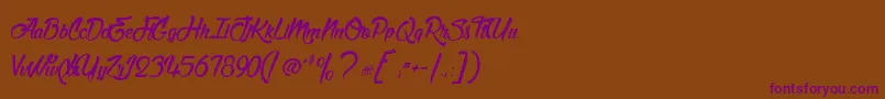 MatadorDeNimes-Schriftart – Violette Schriften auf braunem Hintergrund