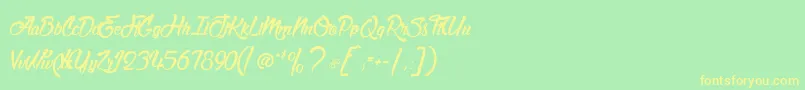 フォントMatadorDeNimes – 黄色の文字が緑の背景にあります