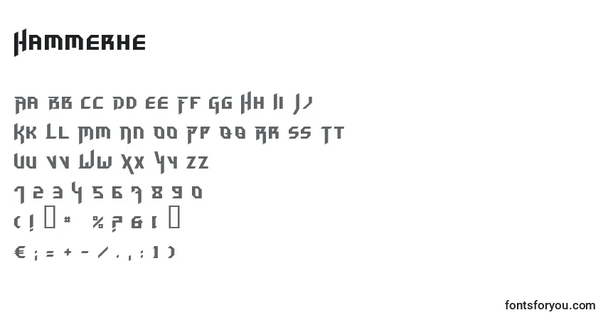 A fonte Hammerhe – alfabeto, números, caracteres especiais