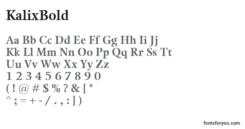 Schriftart KalixBold – Alphabet, Zahlen, spezielle Symbole