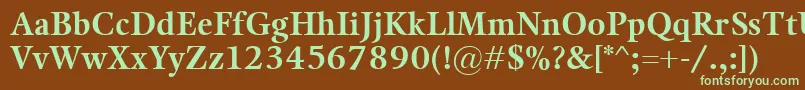 フォントKalixBold – 緑色の文字が茶色の背景にあります。
