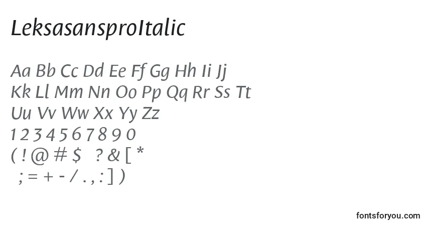 LeksasansproItalicフォント–アルファベット、数字、特殊文字