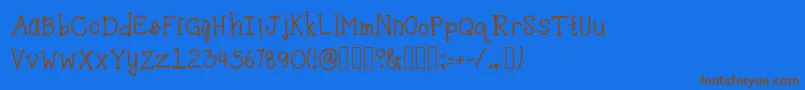 DirtyWastebuckets-Schriftart – Braune Schriften auf blauem Hintergrund