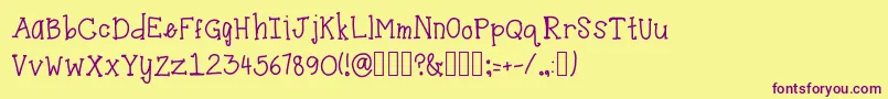 DirtyWastebuckets-Schriftart – Violette Schriften auf gelbem Hintergrund
