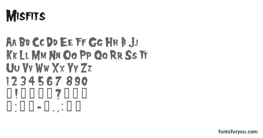Czcionka Misfits – alfabet, cyfry, specjalne znaki