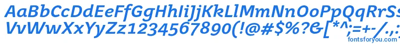 JuvenisbookBolditalic-Schriftart – Blaue Schriften auf weißem Hintergrund