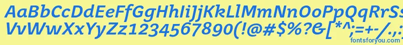 JuvenisbookBolditalic Font – Blue Fonts on Yellow Background