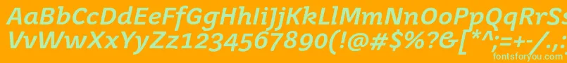 Шрифт JuvenisbookBolditalic – зелёные шрифты на оранжевом фоне