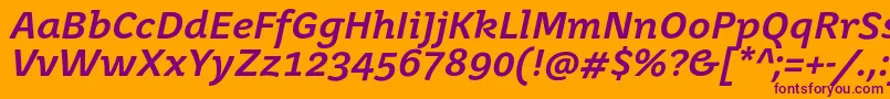 JuvenisbookBolditalic-fontti – violetit fontit oranssilla taustalla