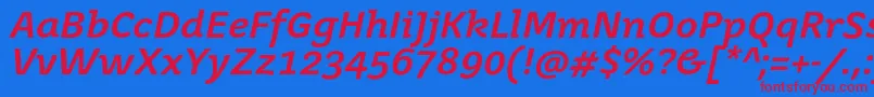 JuvenisbookBolditalic Font – Red Fonts on Blue Background