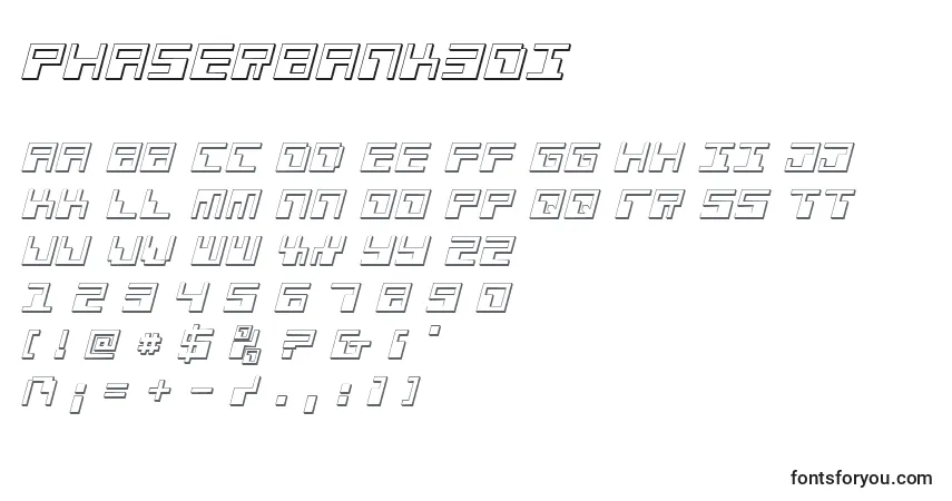 Шрифт Phaserbank3Di – алфавит, цифры, специальные символы