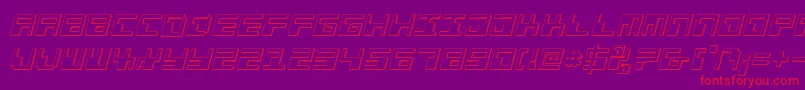 Phaserbank3Di-Schriftart – Rote Schriften auf violettem Hintergrund