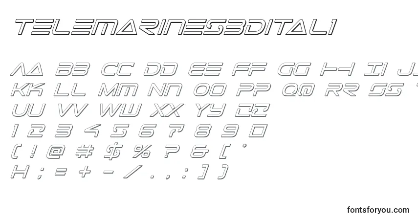 A fonte Telemarines3Dital1 – alfabeto, números, caracteres especiais