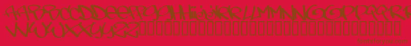 Tagsxtreme-Schriftart – Braune Schriften auf rotem Hintergrund