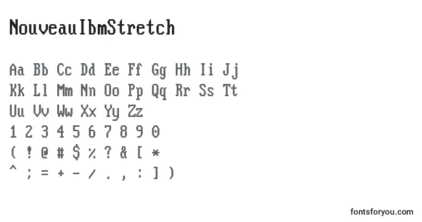Czcionka NouveauIbmStretch – alfabet, cyfry, specjalne znaki