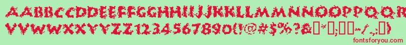 Huckb-Schriftart – Rote Schriften auf grünem Hintergrund