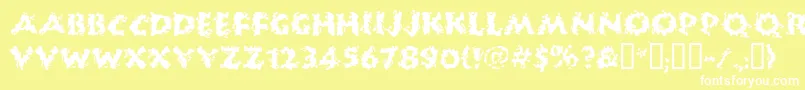 Huckb-Schriftart – Weiße Schriften auf gelbem Hintergrund