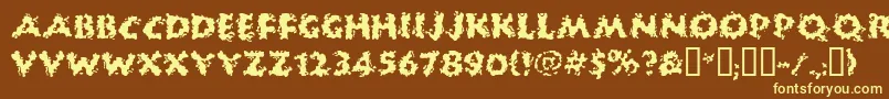 Huckb-fontti – keltaiset fontit ruskealla taustalla