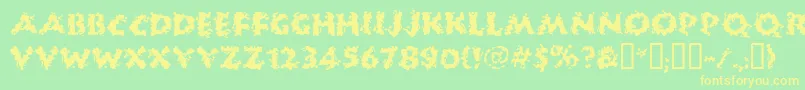 Huckb-Schriftart – Gelbe Schriften auf grünem Hintergrund