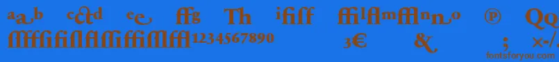 フォントSabonnextLtExtraBoldAlternate – 茶色の文字が青い背景にあります。