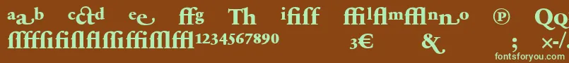 フォントSabonnextLtExtraBoldAlternate – 緑色の文字が茶色の背景にあります。