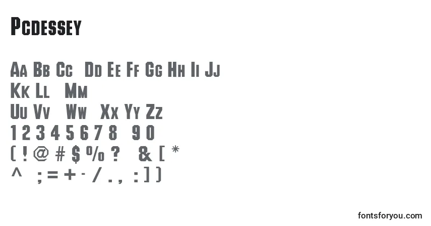 A fonte Pcdessey – alfabeto, números, caracteres especiais