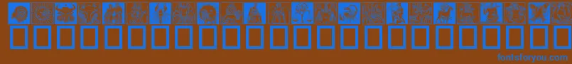 Zodiac03-Schriftart – Blaue Schriften auf braunem Hintergrund