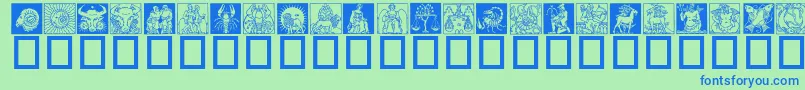Zodiac03 Font – Blue Fonts on Green Background