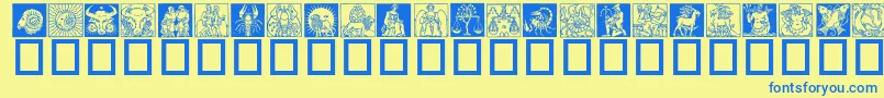 Zodiac03 Font – Blue Fonts on Yellow Background