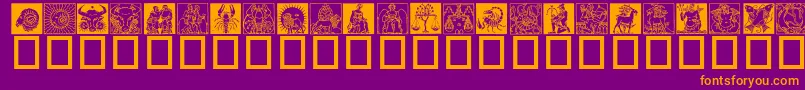 fuente Zodiac03 – Fuentes Naranjas Sobre Fondo Morado