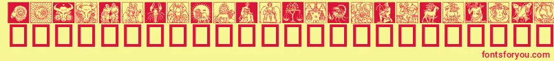 fuente Zodiac03 – Fuentes Rojas Sobre Fondo Amarillo