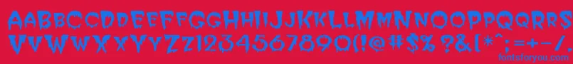 Postcryp Font – Blue Fonts on Red Background