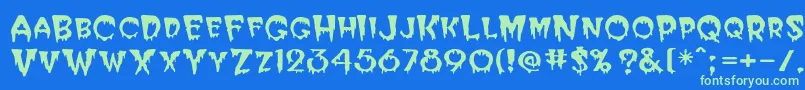 Postcryp Font – Green Fonts on Blue Background