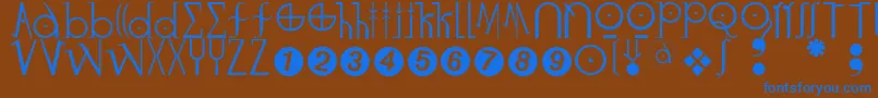 Czcionka Luzifer – niebieskie czcionki na brązowym tle