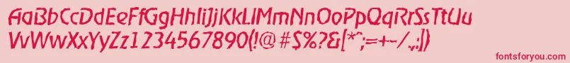 OnstagerandomItalic-Schriftart – Rote Schriften auf rosa Hintergrund