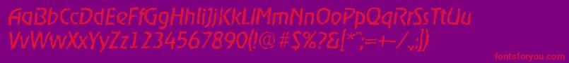 OnstagerandomItalic-Schriftart – Rote Schriften auf violettem Hintergrund