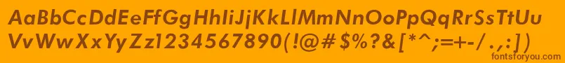 Saiba mais sobre a fonte FuturaBookBoldItalicRegular Fonte FuturaBookBoldItalicRegular – fontes marrons em um fundo laranja