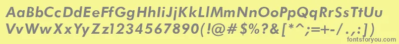 フォントFuturaBookBoldItalicRegular – 黄色の背景に灰色の文字