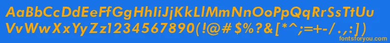 フォントFuturaBookBoldItalicRegular – オレンジ色の文字が青い背景にあります。