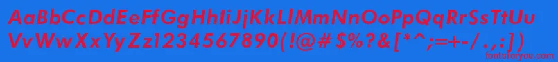 Czcionka FuturaBookBoldItalicRegular – czerwone czcionki na niebieskim tle