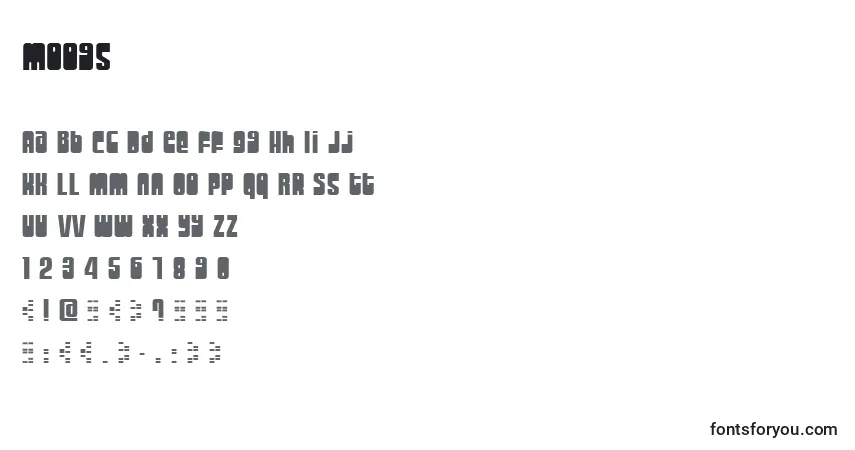Czcionka Moogs – alfabet, cyfry, specjalne znaki