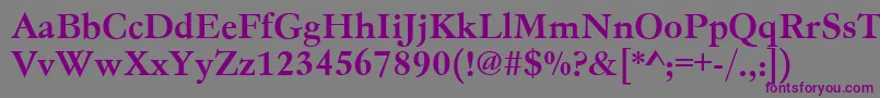 フォントGc05004t – 紫色のフォント、灰色の背景