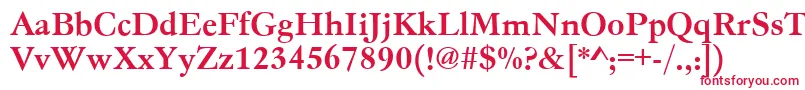 フォントGc05004t – 白い背景に赤い文字