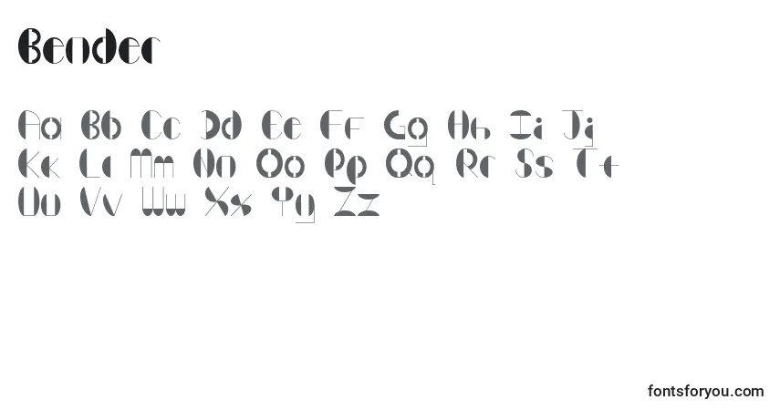 Fuente Bender - alfabeto, números, caracteres especiales