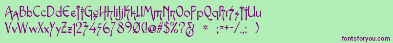 SnotmasterV Font – Purple Fonts on Green Background