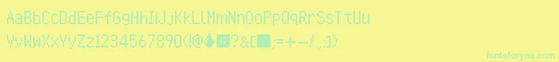 AnimalCrossingWildWorld-Schriftart – Grüne Schriften auf gelbem Hintergrund